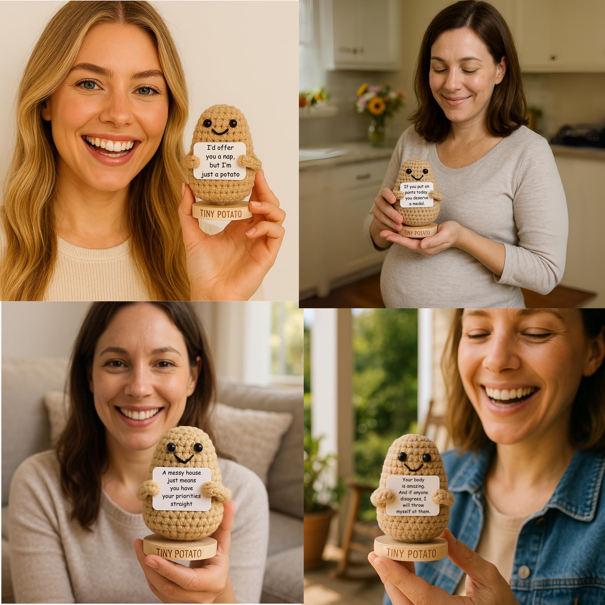 Funny Pregnancy Gift for 1st Mothers Day - Tiny Potato Crochet with 30 Empowering Cards for Expecting Soon to Be Moms | New Baby Pregnancy Announcement Present Idea - Gender Reveal for Pregnant Women