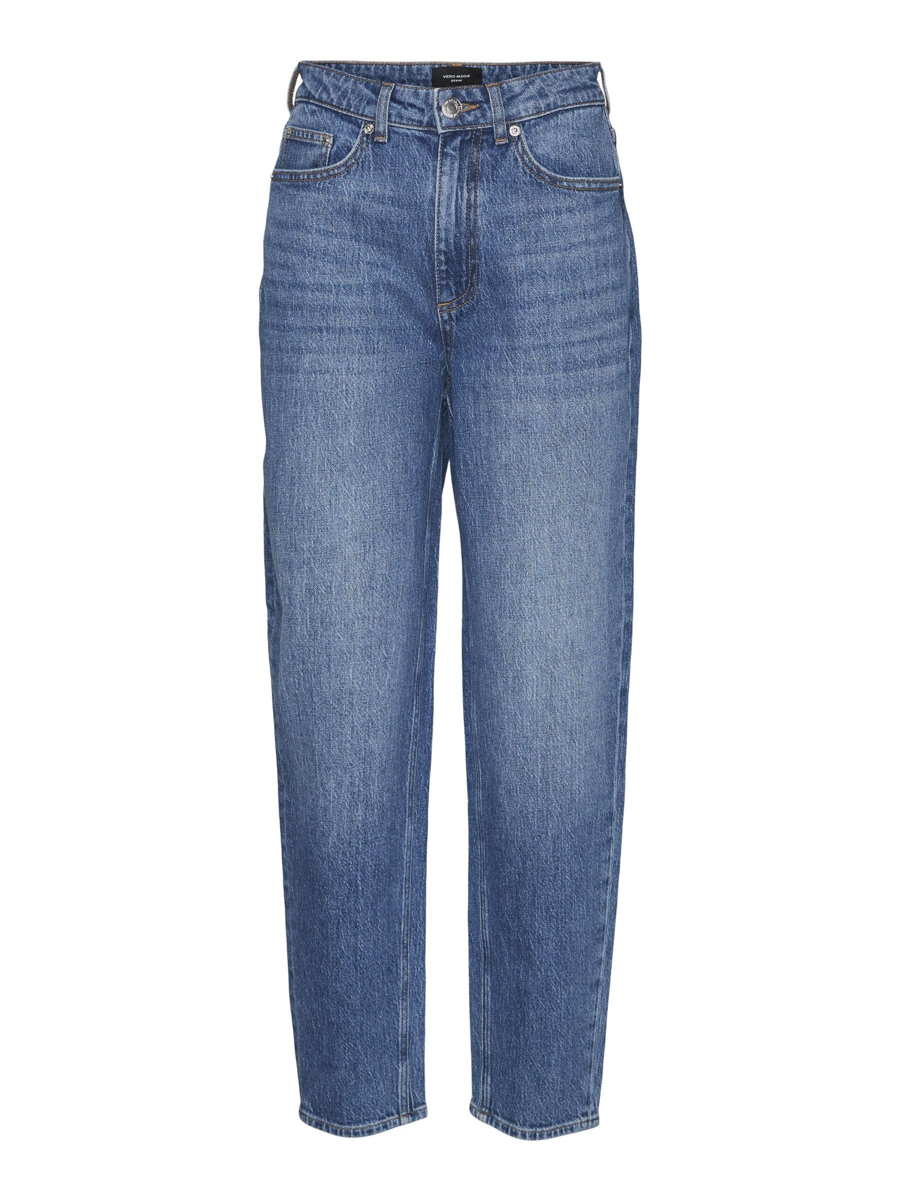 VERO MODA Women's Vmtessa Hr Mom Jeans Ra380 Ga Trouser, Medium Blue (Medium Blue Denim), 27W x 32L