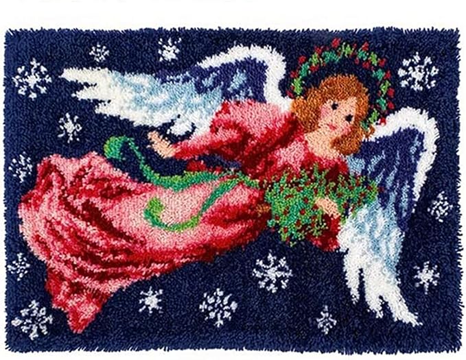 ZFFLYH Angel Latch Hook Kits Rug, DIY Christmas Latch Hook Kit for Adult Unfinished