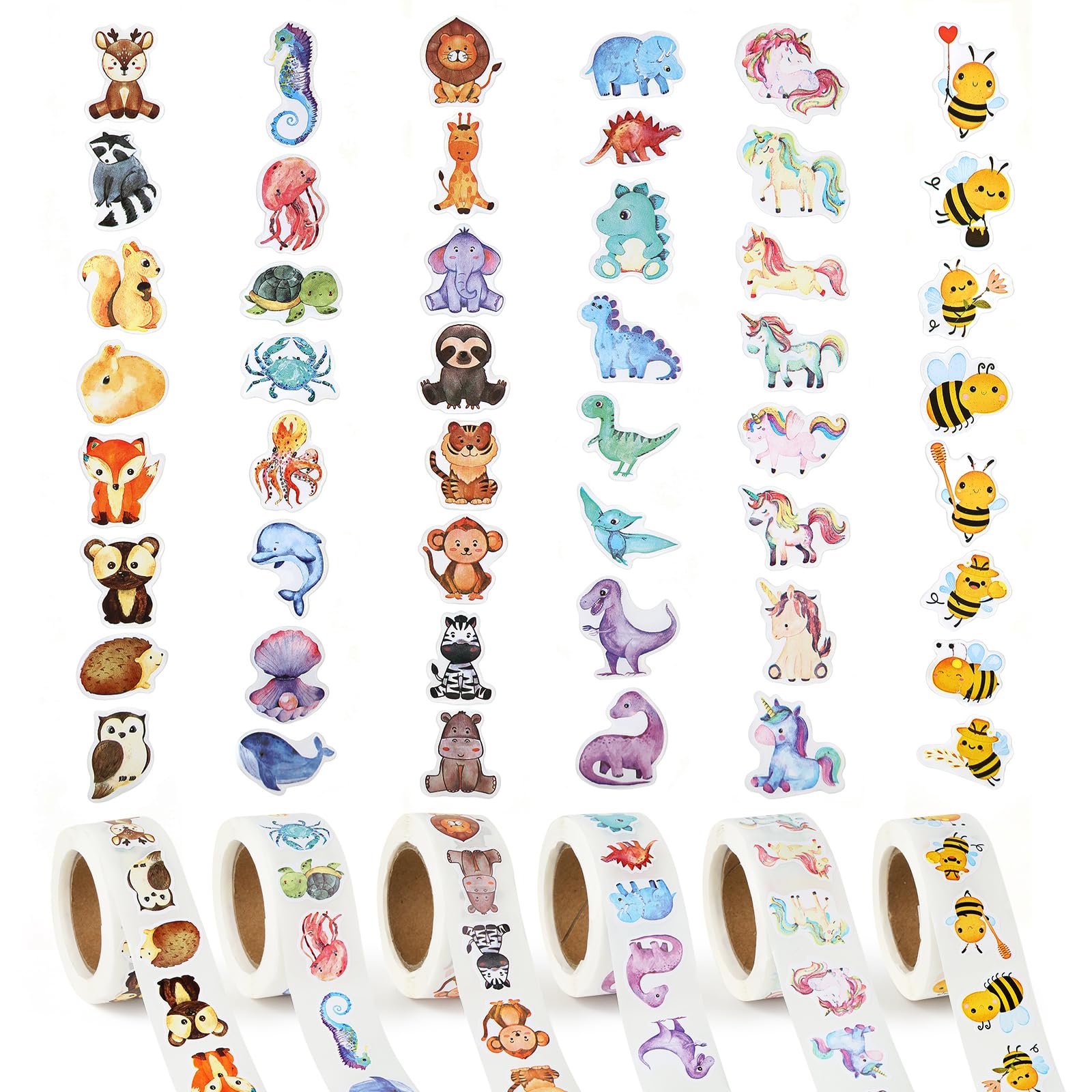 3000Pcs Animal Stickers for Children, 48Styles, Self-Adhesive,for Rewarding