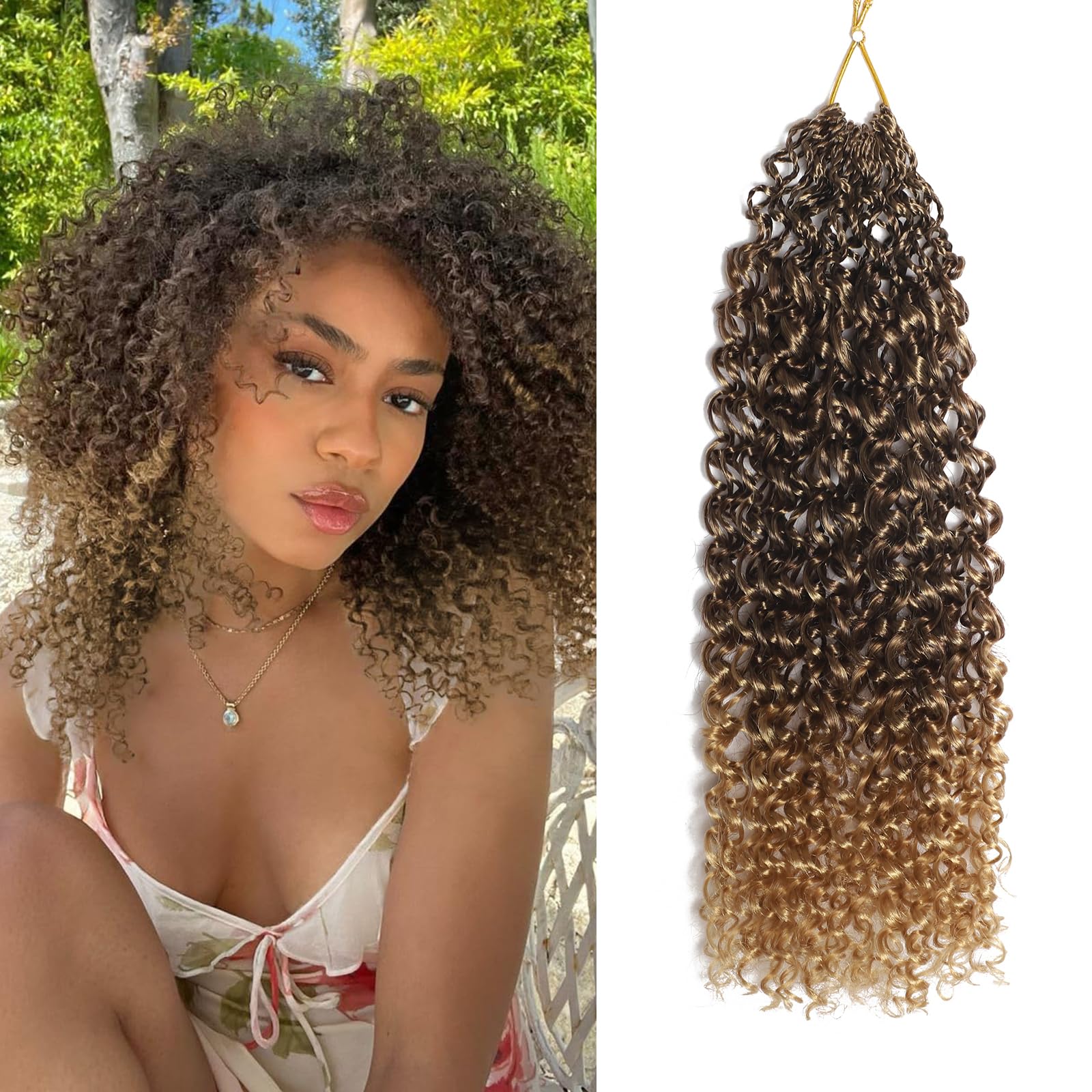 FLWAI Pre Looped Micro Kinky Curly Crochet Hair for Mini Passion Twist 8 Packs 12 Inch Kinky Twist Synthetic Wavy Curly Crochet Hair Extensions for Black Women (T33/27
