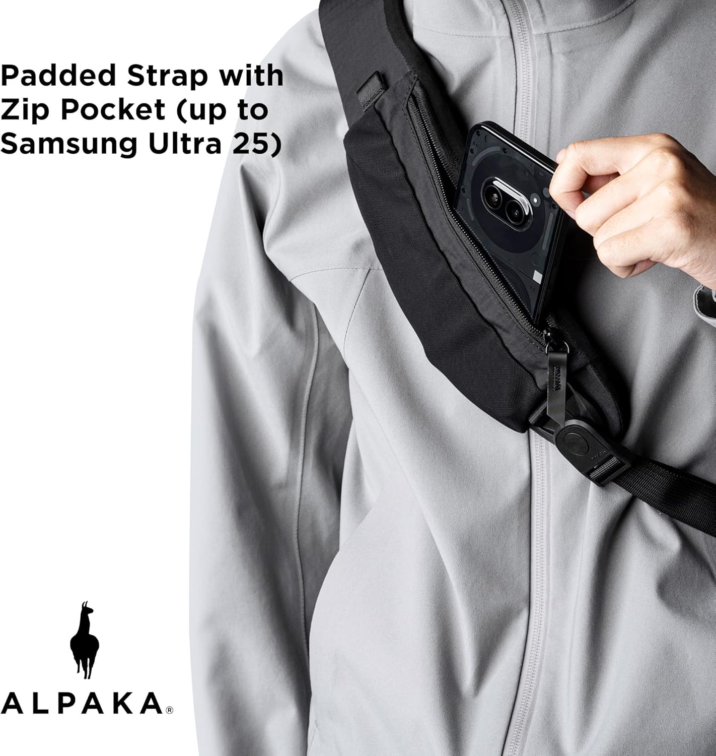 ALPAKA Metro Crossbody Right Shoulder 7.5L - Crossbody Bag Men,Sling Backpack - Fits 11" Tablet - Single Shoulder with YKK Zipper - Expandable Water Bottle Pocket - Phone Sleeve- Black Axoflux 210D - Image 8