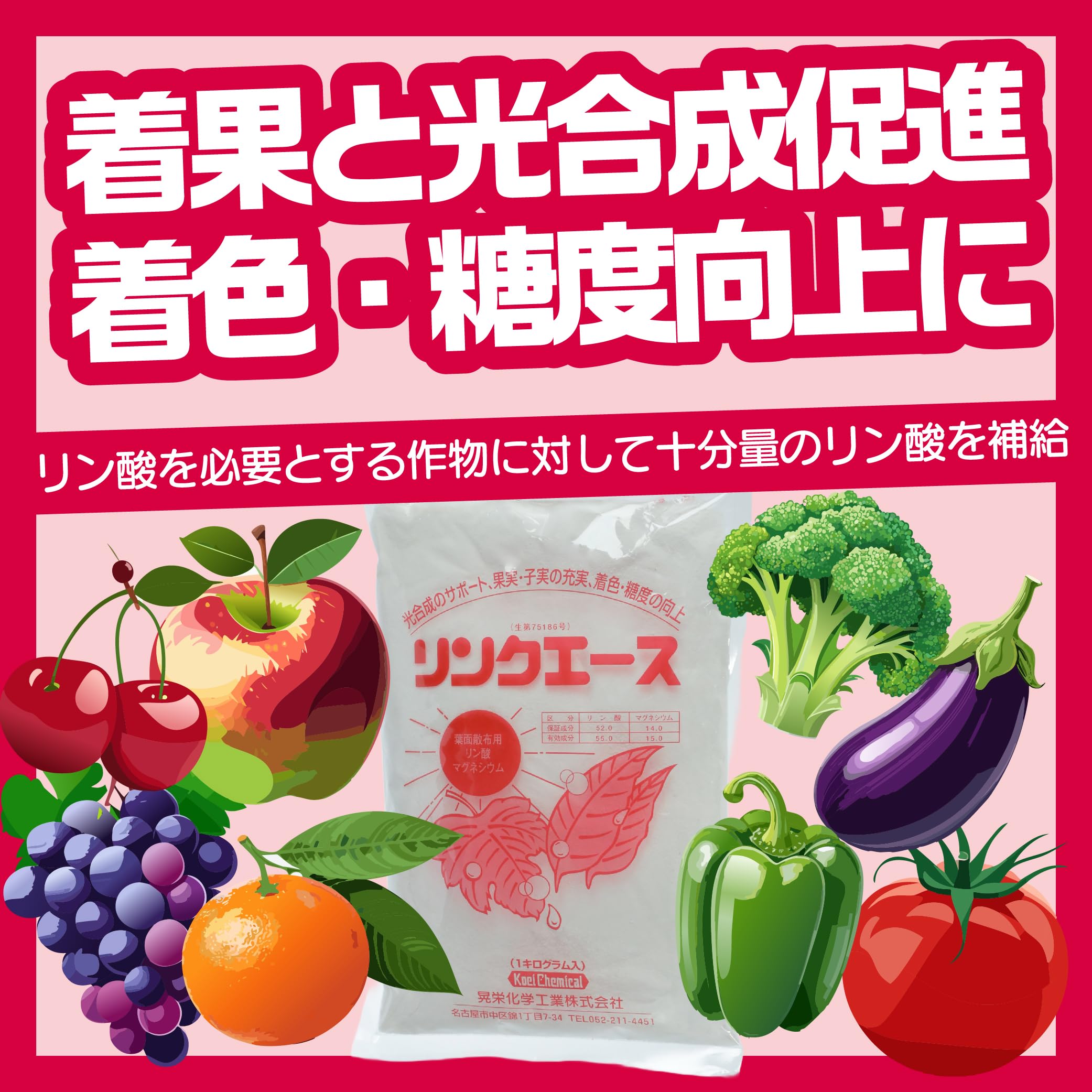 Amazon.co.jp: リン酸苦土肥料 リンクエース 1.0kg 葉面散布 果樹 野菜