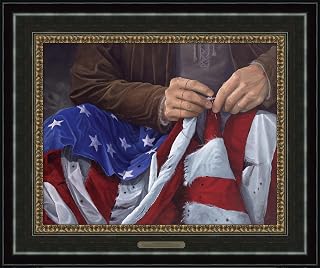 Painted Presidents If My People by Jack E. Dawson | 14x18 Framed Canvas Print | Who is mending the flag? (L043)