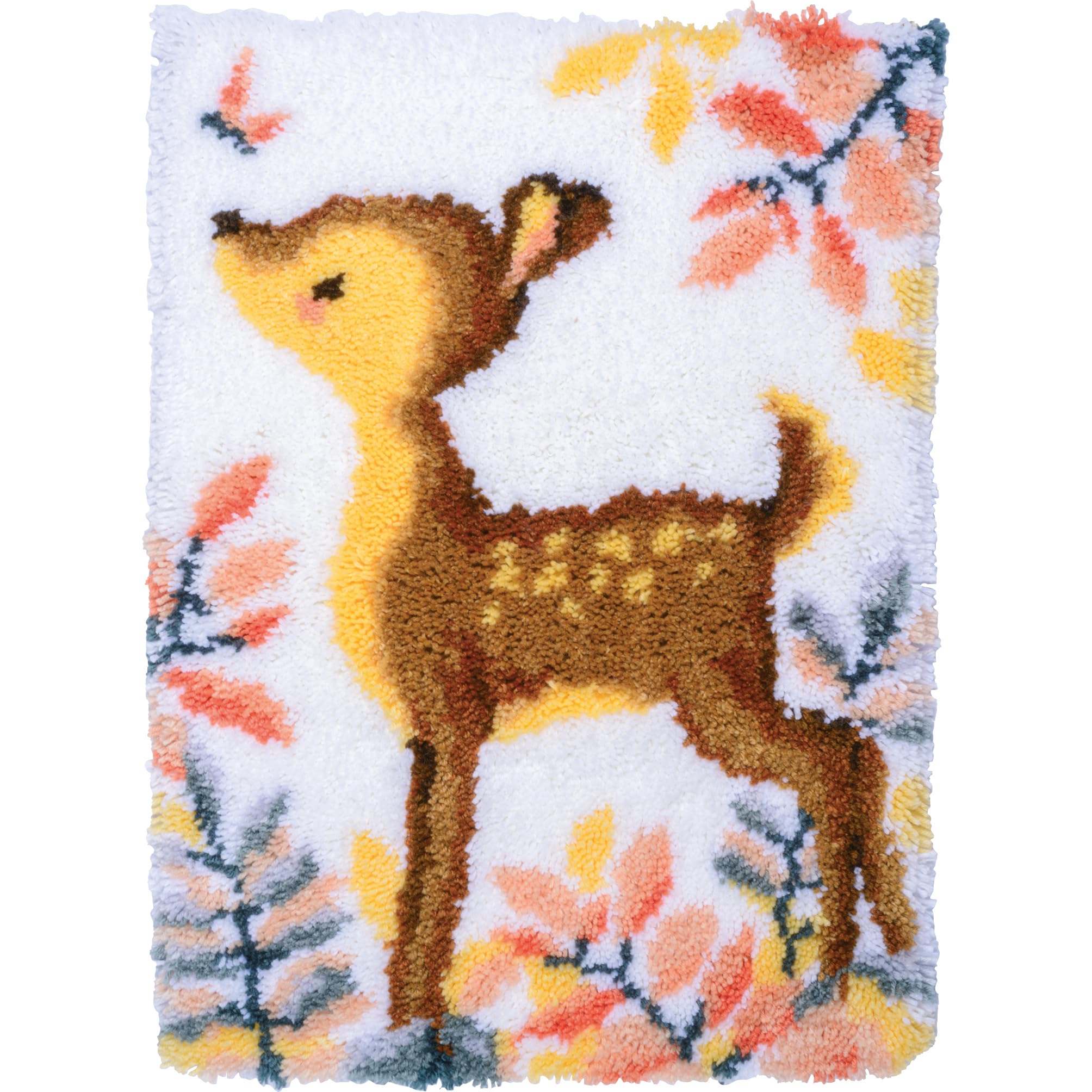 Vervaco Kit Tapis Point Noué Á Faire CERF Broderie Debutant DIY Latch Hook Kit Complet Decoration Maison Manuelle Loisir Créatif ca. 47 x 69 cm Embroidery