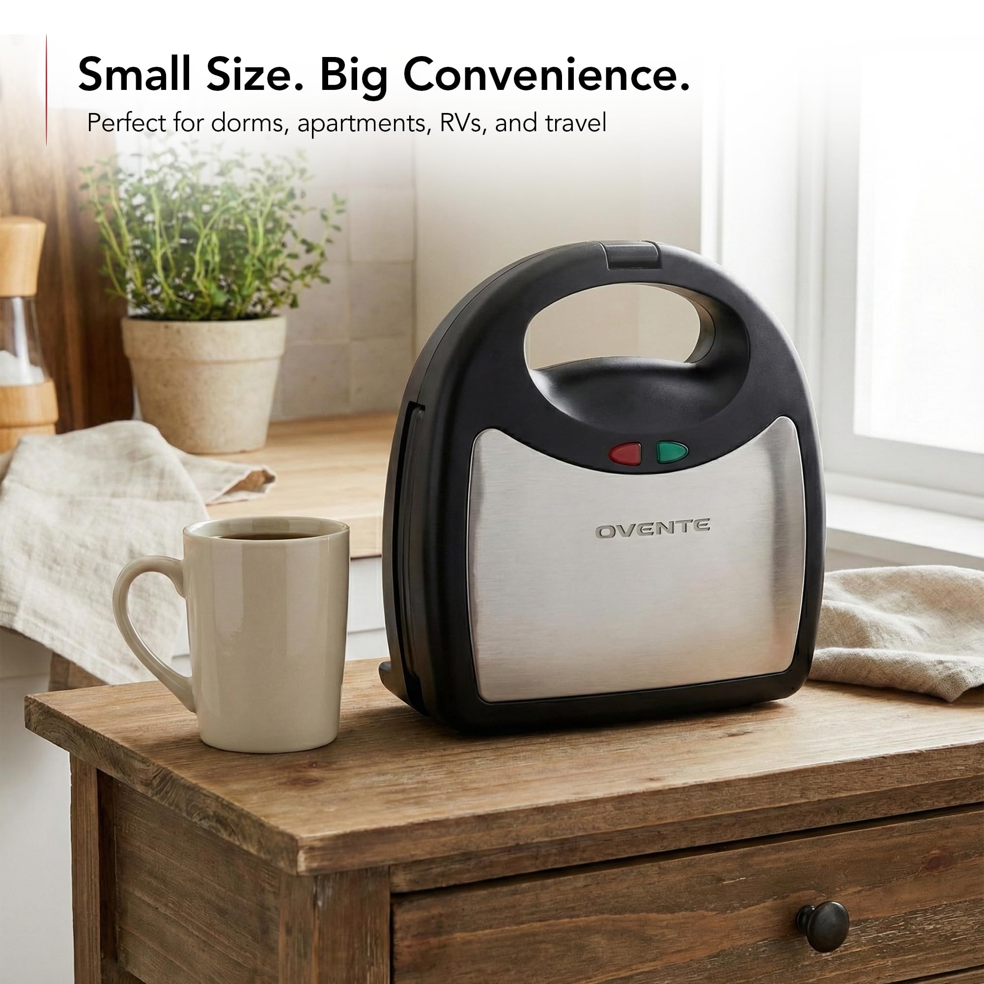 OVENTE 3 in 1 Electric Sandwich Maker, Panini Press Grill and Waffle Iron Set with Removable Non-Stick Plates, Perfect for Cooking Grilled Cheese, Tuna Melts, Burgers, Steaks and Snacks, Black GPI302B