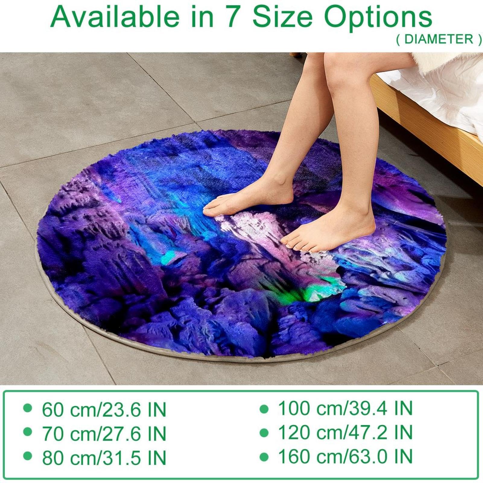 Alfombra suave y esponjosa de 80 cm para sala de estar, dormitorio, alfombra antideslizante natural, alfombra lavable para dormitorio, área de juegos, habitación de los niños, decoración