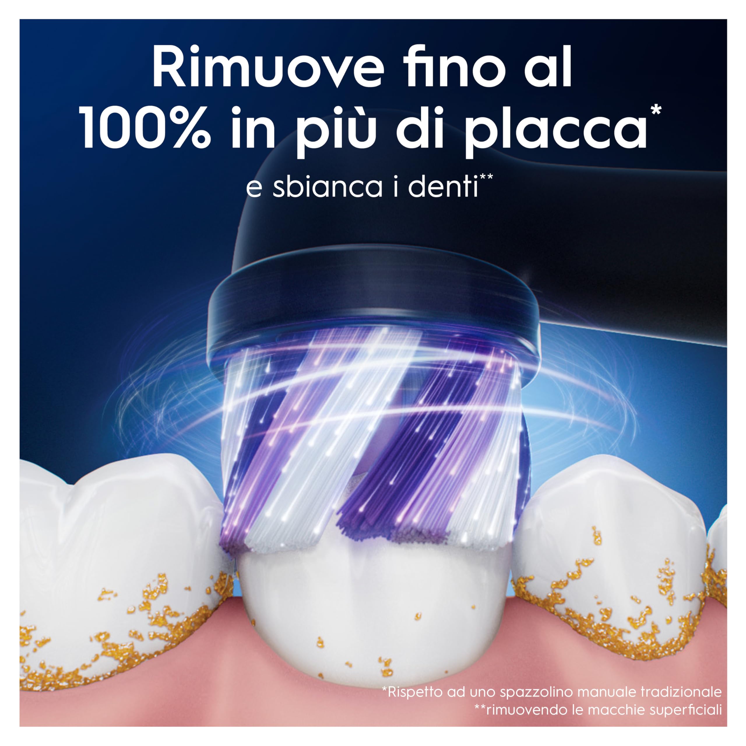 Oral-B Testine di Ricambio iO Radiant White, Nere, 8 Ricambi - 8 Testine di Ricambio per Spazzolino Elettrico, Rotonde Originali, Setole Angolate e Setole Lucidanti, Pulizia Denti