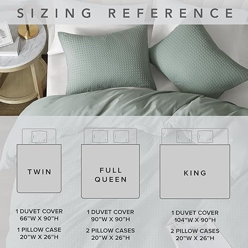 Miniatura 7 de Degrees of Comfort Funda de edredón Queen  Funda de edredón de 3 piezas con textura de gofre suave con funda de almohada para todas las estaciones