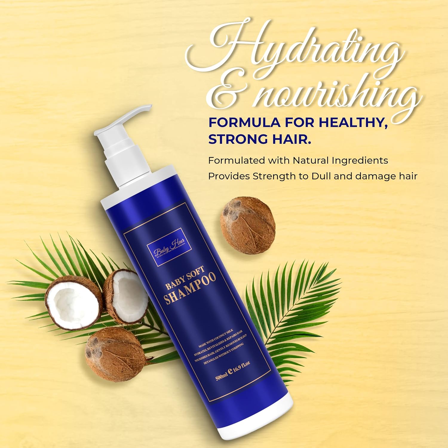 Baby Hair, Coconut Tress Intense Moisture Shampoo and Conditioner Duo - Hydrating Hair Care for All Hair Types Count Pack 33.8oz.