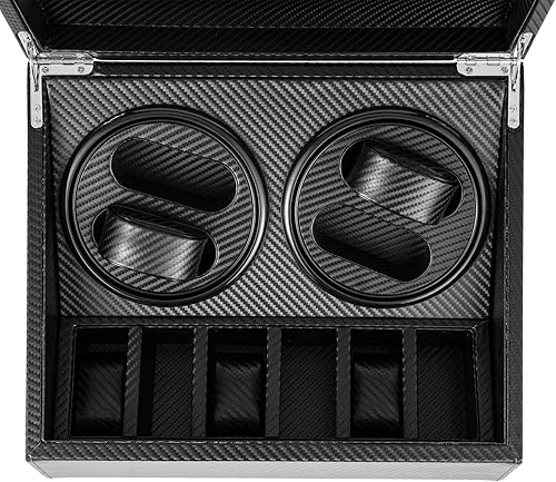Miniatura 7 de SHZICMY Caja enrolladora de reloj con motor bidireccional silencioso, 4 compartimentos giratorios + 6 de almacenamiento, enrollador automático