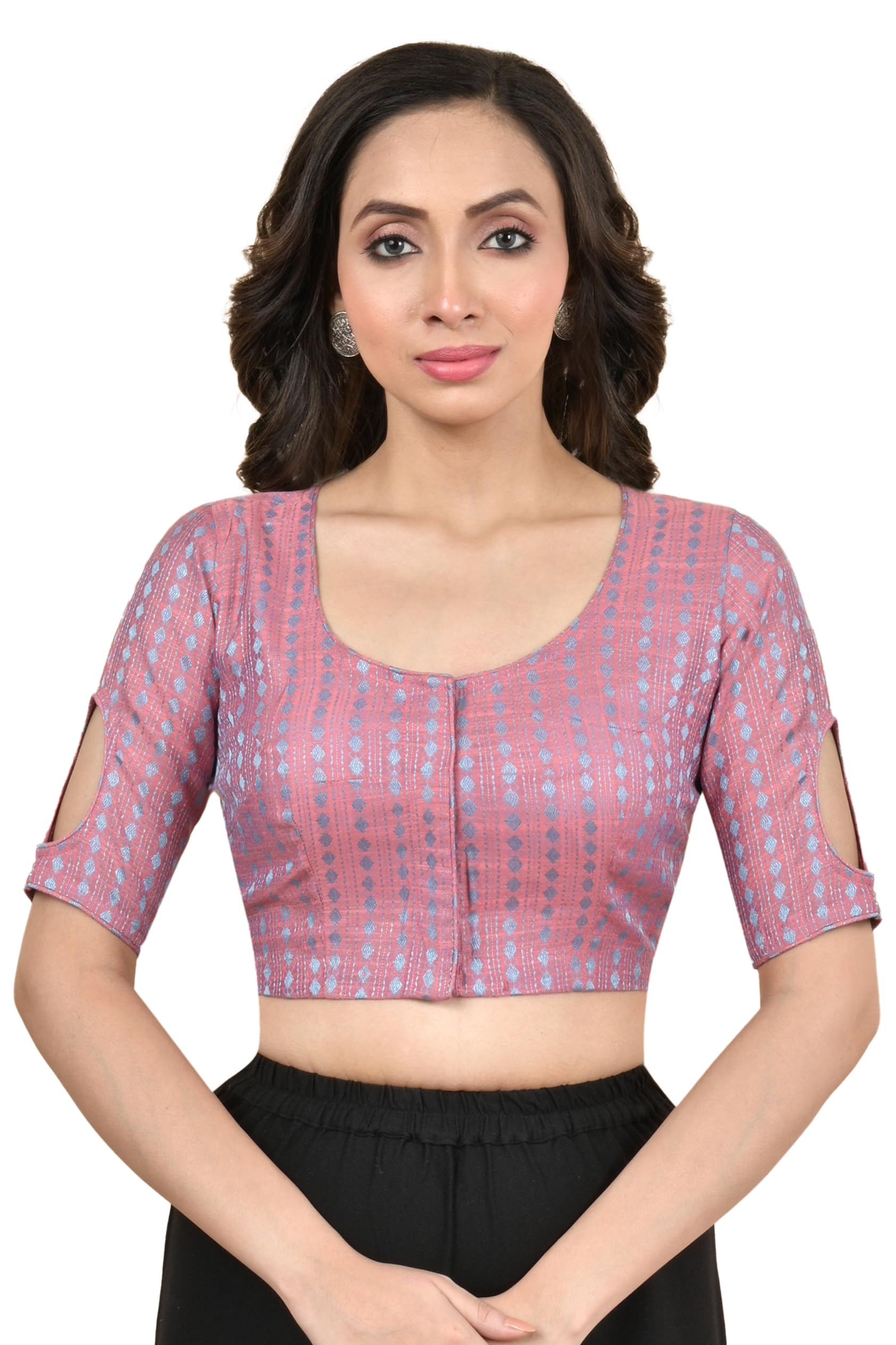 rene Jacquard Round Neck Casual Women Blouse(D-1005666)-picture-14