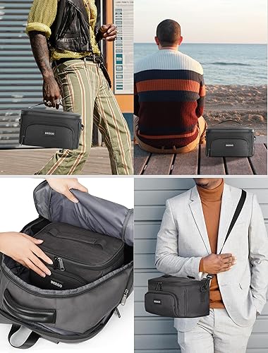 Miniatura 6 de DEEGO Bolsa a prueba de olores, funda portátil a prueba de olores con correa de hombro desmontable y divisores extraíbles, Negro, Grande, Moderno