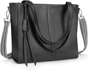 GEMIU Tote Bag For Women Leather Purses For Women With Multiple Pockets Handbags For Work Travel Crossbody Black