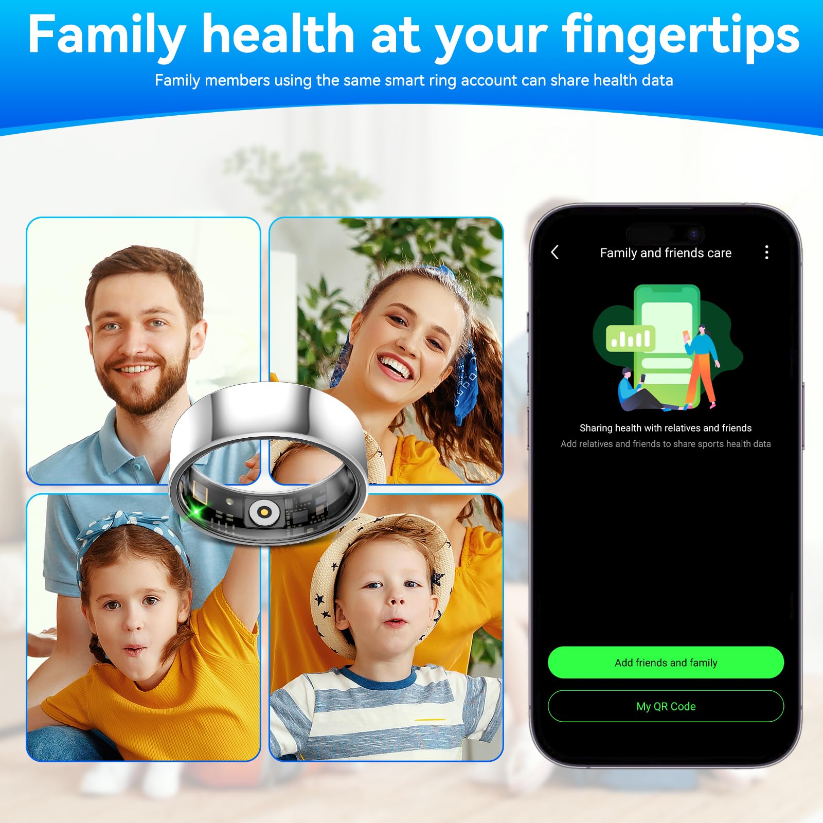 Anillo inteligente de fitness y actividad para hombres y mujeres, seguimiento de la frecuencia cardíaca, estrés, pasos de sueño y oxígeno en sangre, rastreador de fitness impermeable de 10 ATM