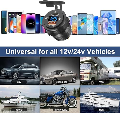 Miniatura 7 de Toma de corriente USB C de 48 W y 12 V, PD 30 W y QC 18 W, puertos de automóvil, impermeable, encendedor de cigarrillos, cargador de automóvil, toma