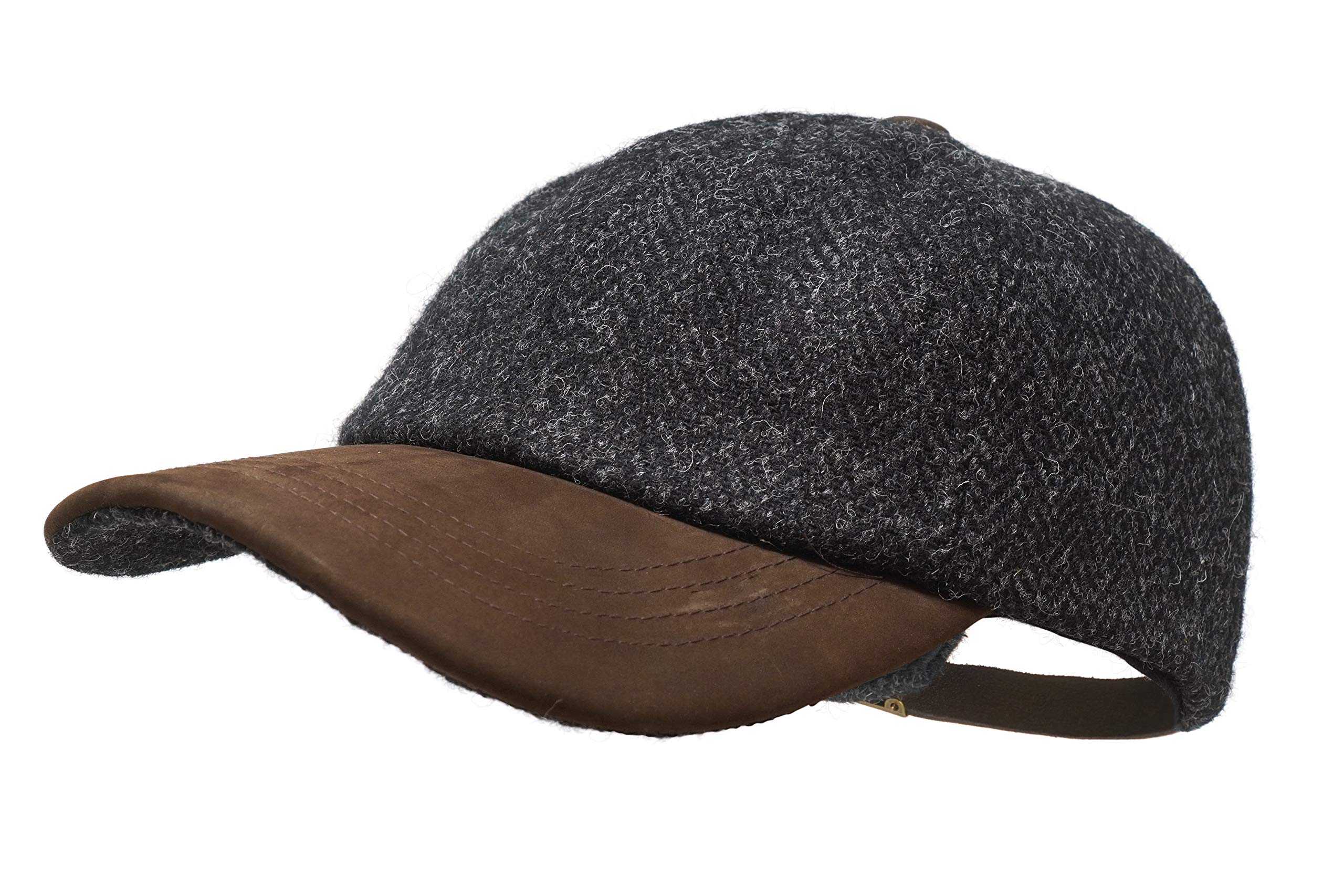 Borges & Scott Munro - Premium Baseball Cap - Harris Tweed and Nubuck Leather - Midnight