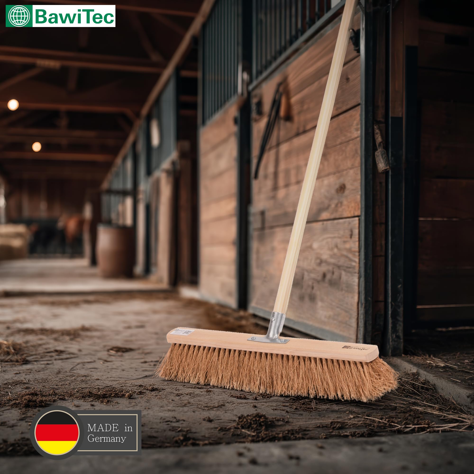 Kehrbesen Kokos Borsten 100cm mit Stiel 160cm Lang Besen Holz Besenstiel | Industriebesen, Handwerkerbesen, mit Metall-Stielhalter, mit Geräte-Holzstiel 28mm