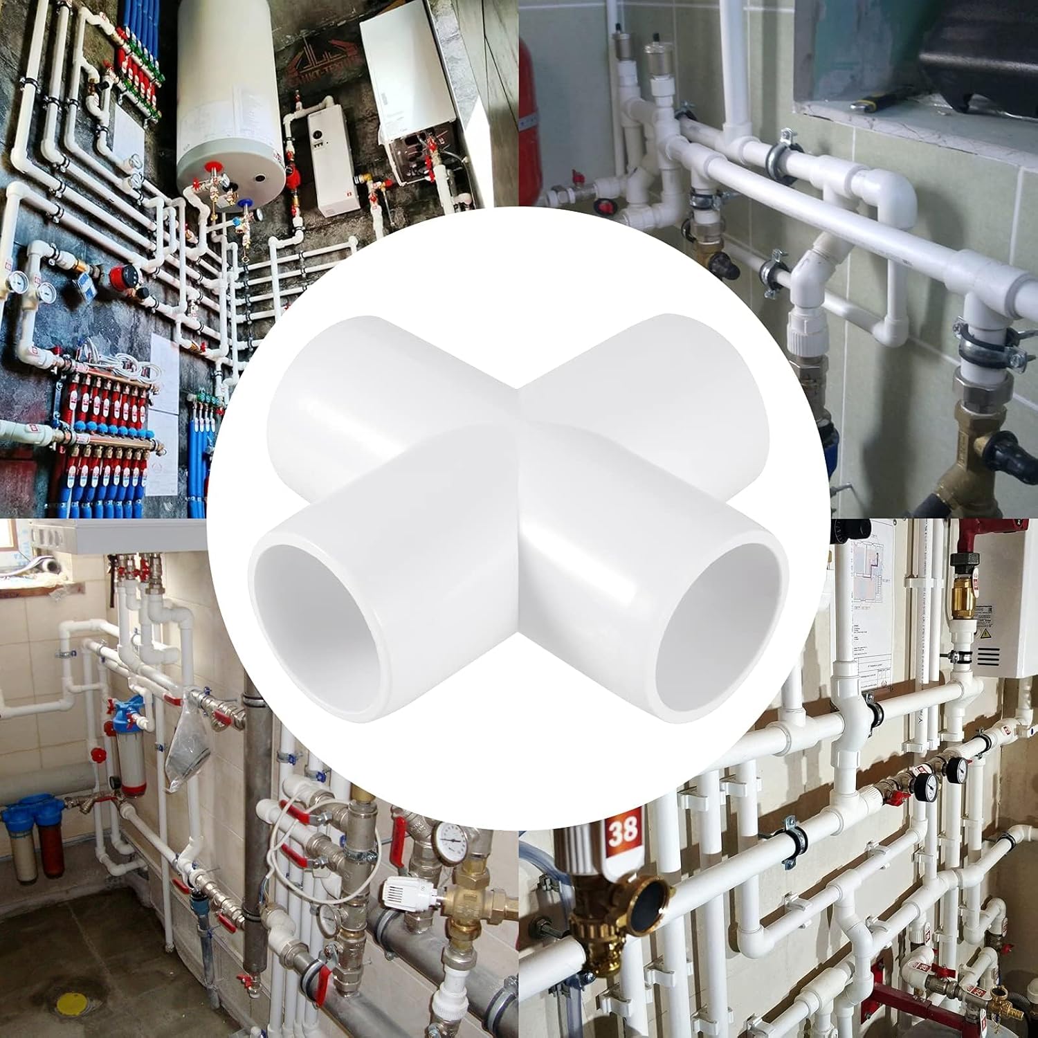 20 Pack 4-Way 1 Inch PVC Elbow Fitting, PVC Pipe Connectors for Greenhouse Shed Pipe Fittings