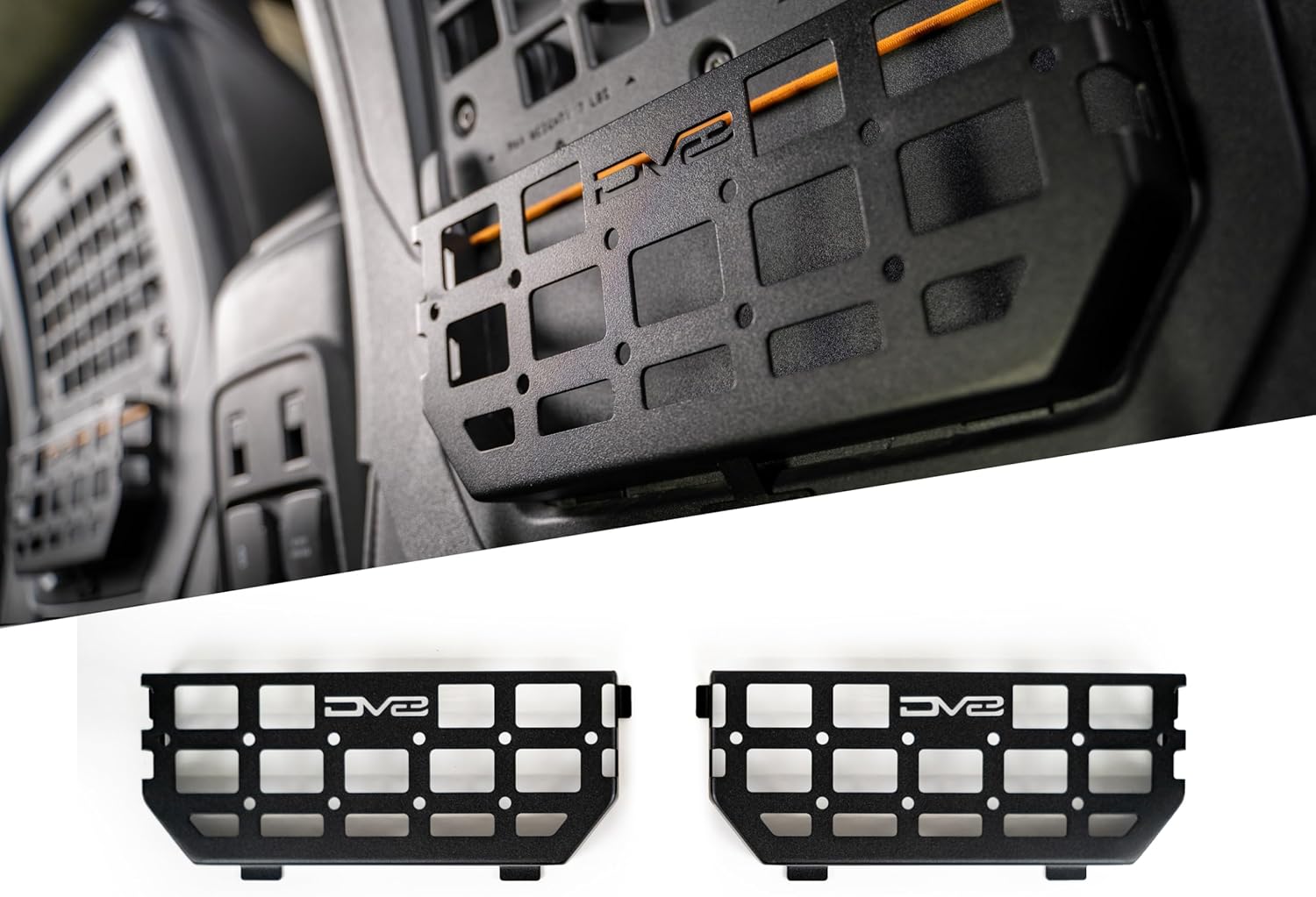 DV8 Offroad Seat Back Molle Pockets for 2021-2026 Ford Bronco | Replaces The Weak Factory Netting | Compatible w/Molle Accessories | 2mm Steel Construction | Black Powder Coat Finish | Sold as a Pair