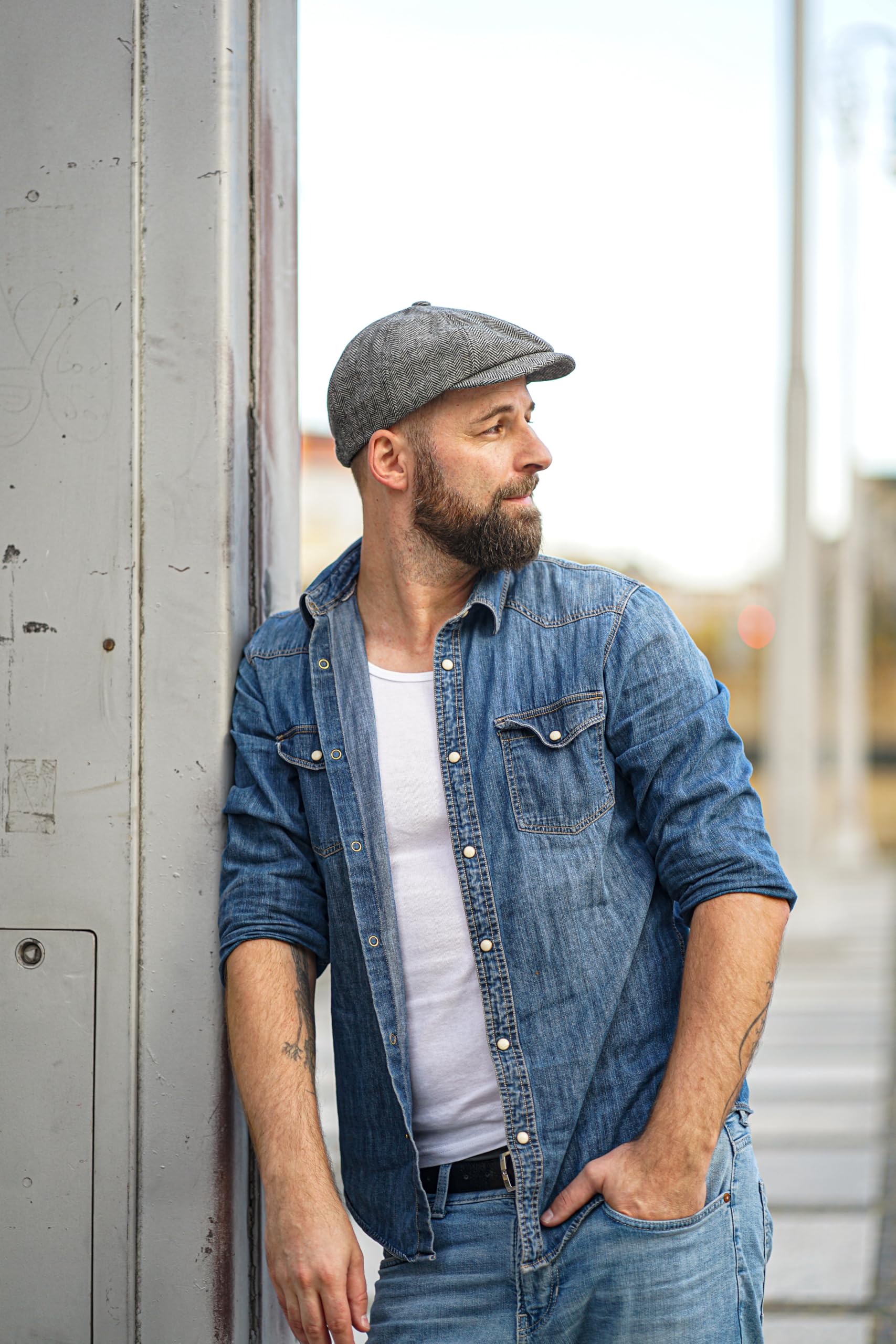 Schiebermütze Herren Schirmmütze Herrenmütze Newsboy Flat Cap Mütze