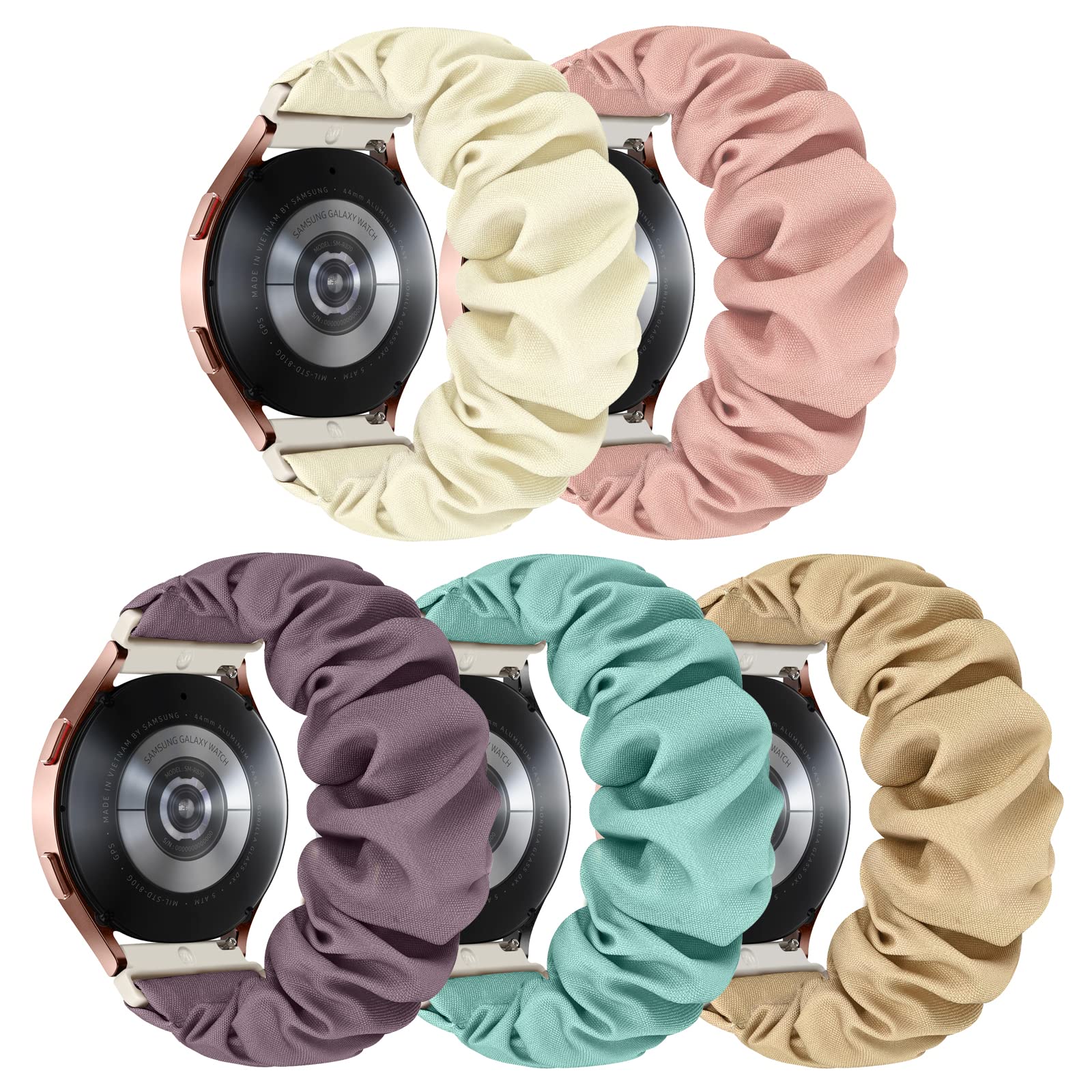 Scrunchie Watch Band 20mm for Women Compatible with Samsung Galaxy Watch Active 2 44mm 40mm/Active 40mm/Galaxy Watch 3 41mm/Galaxy Watch 42mm/Galaxy