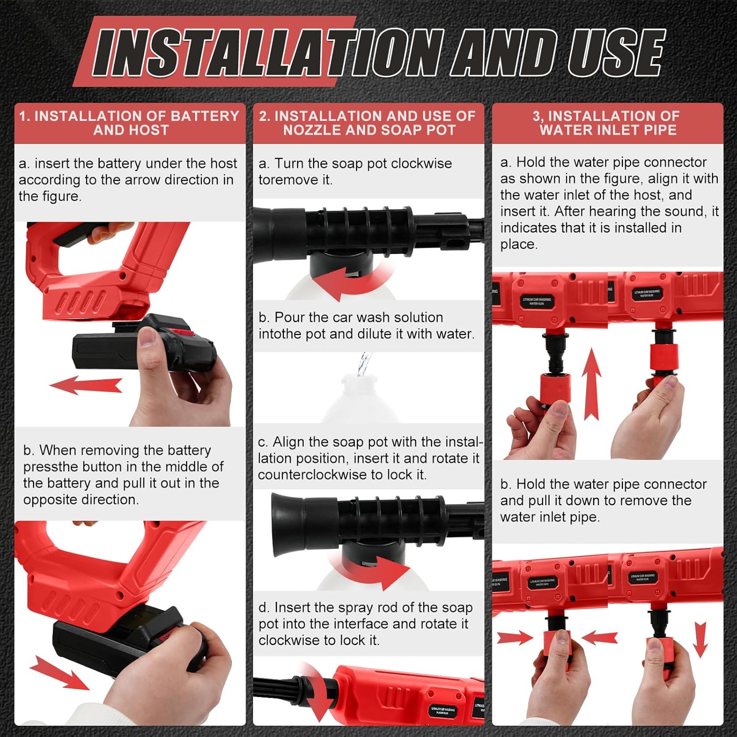 Cordless Pressure Washer Compatible with Milwaukee 18V Battery, 800 PSI Portable Handheld Power Washer 6 in 1 Nozzle, 16.4ft Hose, for Car, Garden, Floor, Fence Cleaning (NO Battery)