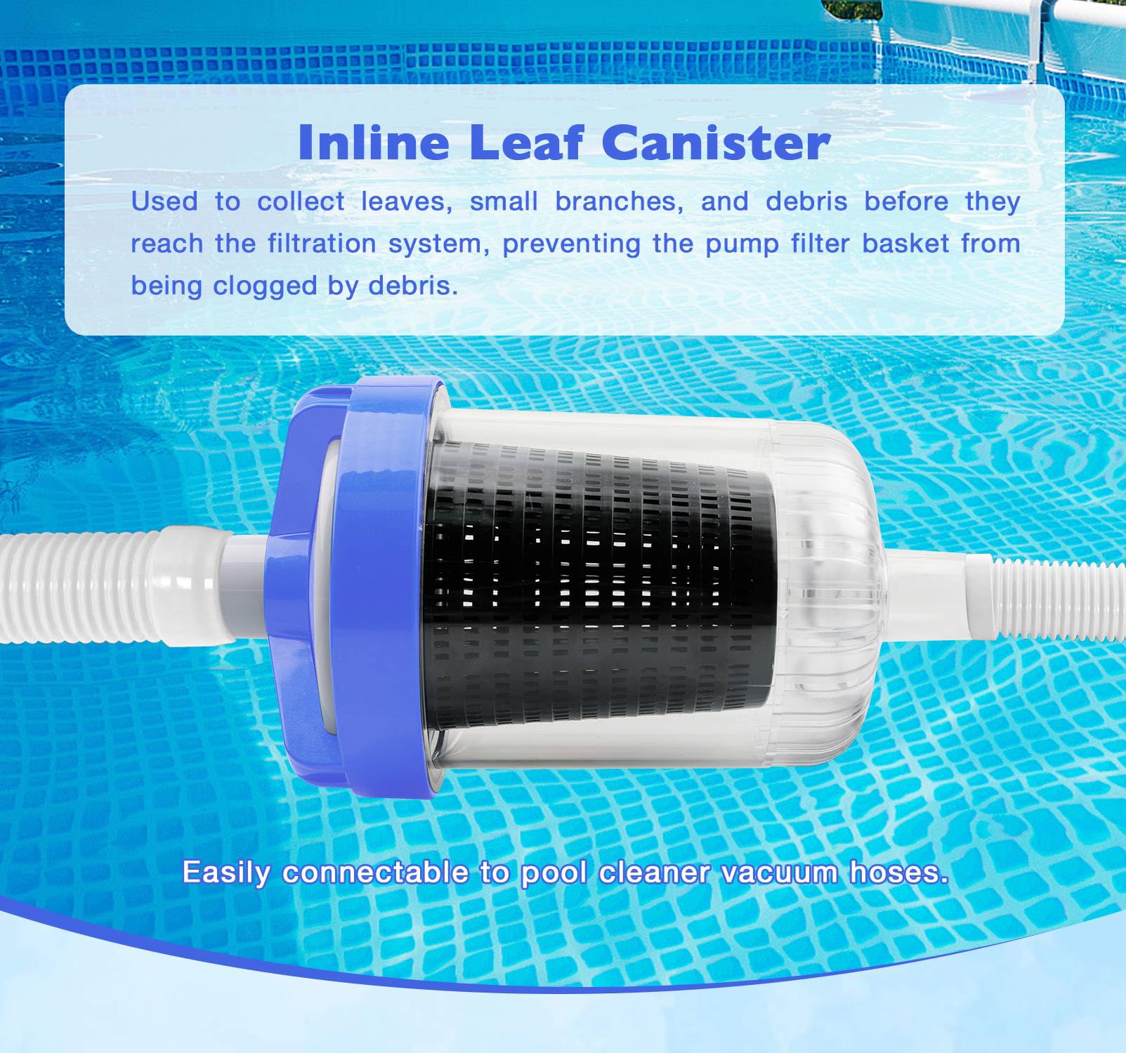 ATRACYPART Inline Pool Leaf Canister Compatible with Hayward W560 PoolVac Navigator Standard, Leaf Catcher Filter with Strainer Basket and 5 Skimmer Socks