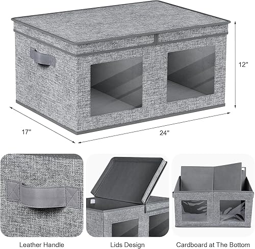 Miniatura 2 de Univivi Contenedores de almacenamiento grandes de tela plegables con tapas paquete de 2 cajas de almacenamiento plegables para ropa, organizador de