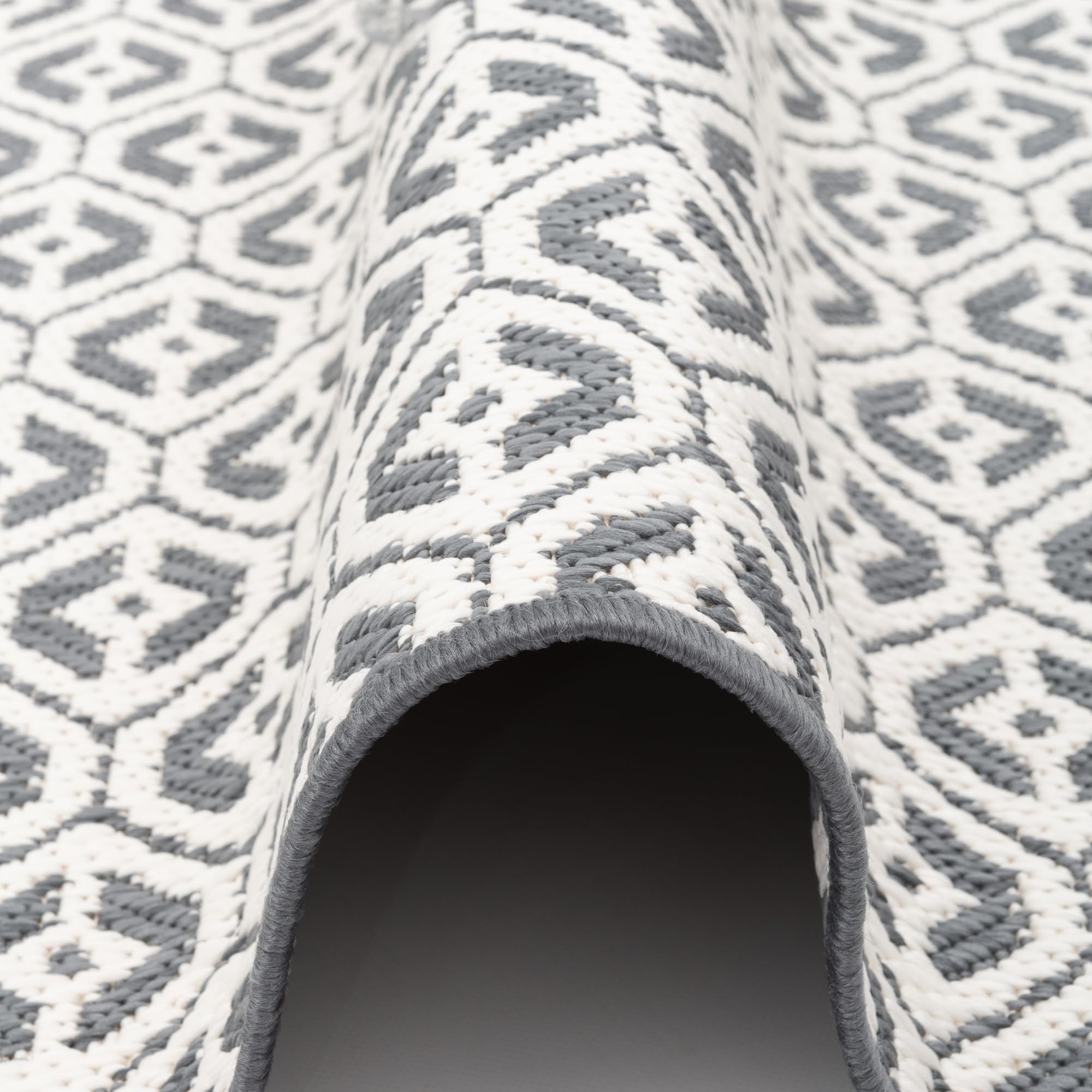 Snapstyle Tapis de Couloir intérieur-extérieur réversible Cape Cod Gris, Résistant aux UV, Imperméable, Facile à Entretenir, Résistant, Idéal pour terrasse, Balcon, Couloir