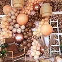 Dark Brown Coffee, Peach, Sand White & Beige Tan Retro Pastel Balloons (Pack of 50) | Macaron Latex Balloons for Birthday, Anniversary, Baby Shower, Wedding, Neutral Theme Party Decoration gallery image