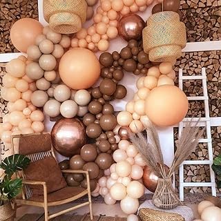 Dark Brown Coffee, Peach, Sand White & Beige Tan Retro Pastel Balloons (Pack of 50) | Macaron Latex Balloons for Birthday, Anniversary, Baby Shower, Wedding, Neutral Theme Party Decoration