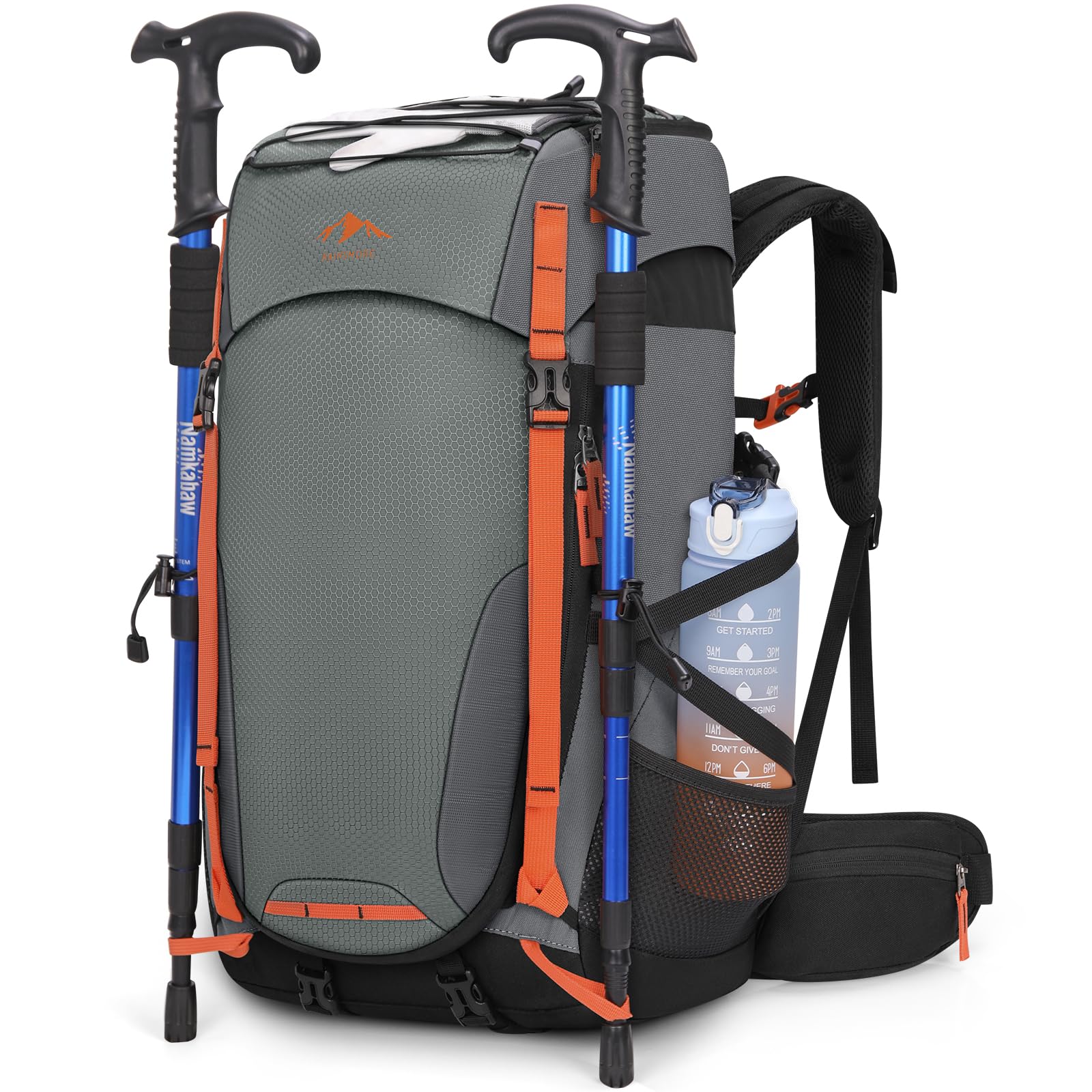 RAINSMORE Hiking Backpack 40L Water Resistant Walking Backpack Camping Rucksack for Men Trekking Travelling Cycling Mountaineer Sports and Outdoors Black Grey