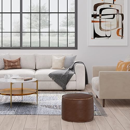 Miniatura 82 de SIMPLIHOME Brody - Puf cuadrado grande de 30 pulgadas de ancho, color gris envejecido, otomana de piel sintética vegana, reposapiés o asiento