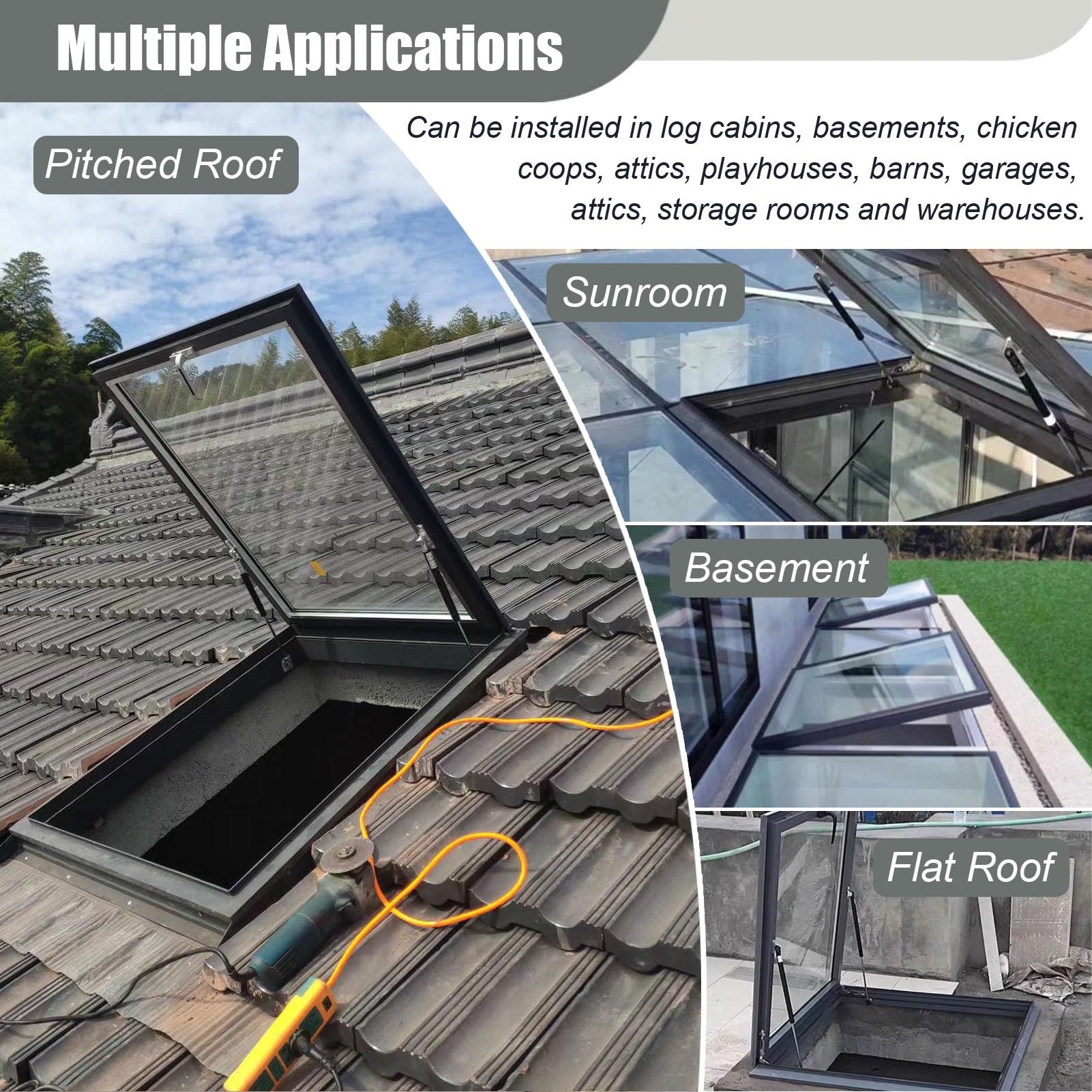 Manual Venting Skylight - No Leak Design For Attic, Sunroom, Basement - 65x55cm Roof Window With Tempered Glass