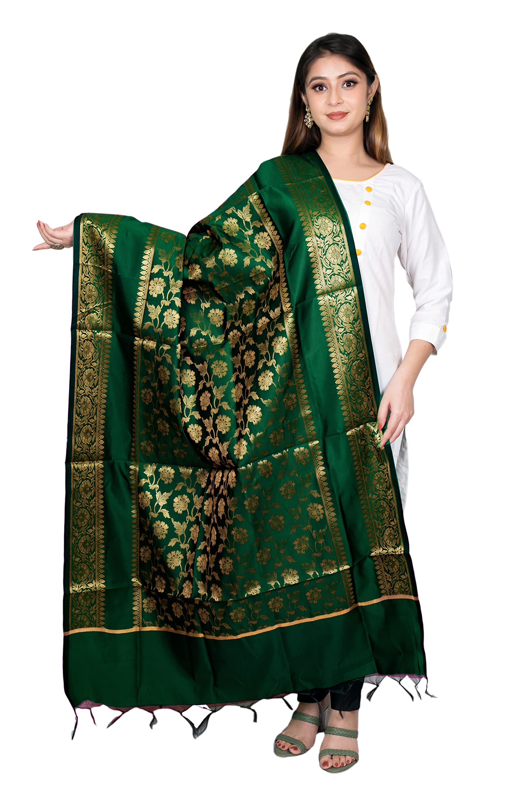 Women's Art Silk Woven Banarasi Jacquard Dupatta