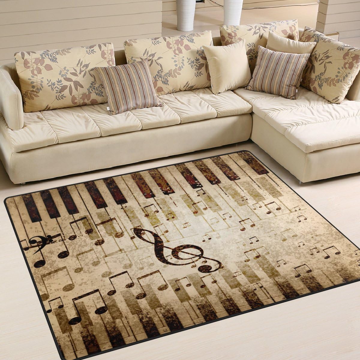 Amazon.com: ALAZA Music Notes Piano Area Rug Rugs for Living Room ...