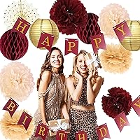 Vista 4 de Decoraciones de cumpleaños número 70 para mujer, decoración de fiesta de cumpleaños número 70, color burdeos y oro rosa, decoración de cumpleaños