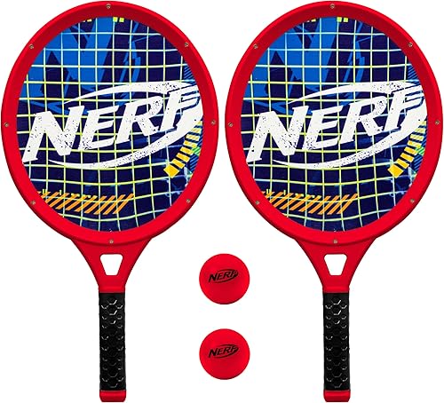 Nerf Small Driveway Tennis Set for Kids - 2 Player Kids Tennis Set - Rackets and Foam Ball - Indoor + Outdoor - (2) Rackets + Foam Ball Included