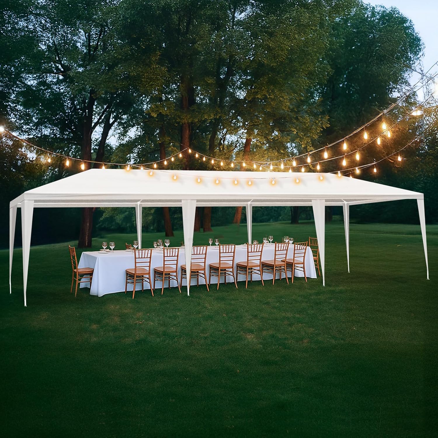 10'x30' Party Tent Outdoor Wedding Event Tents with 7 Removable Sidewalls, Heavy Duty Gazebo, Large Canopy Waterproof for Parties Patio Birthday Christmas White