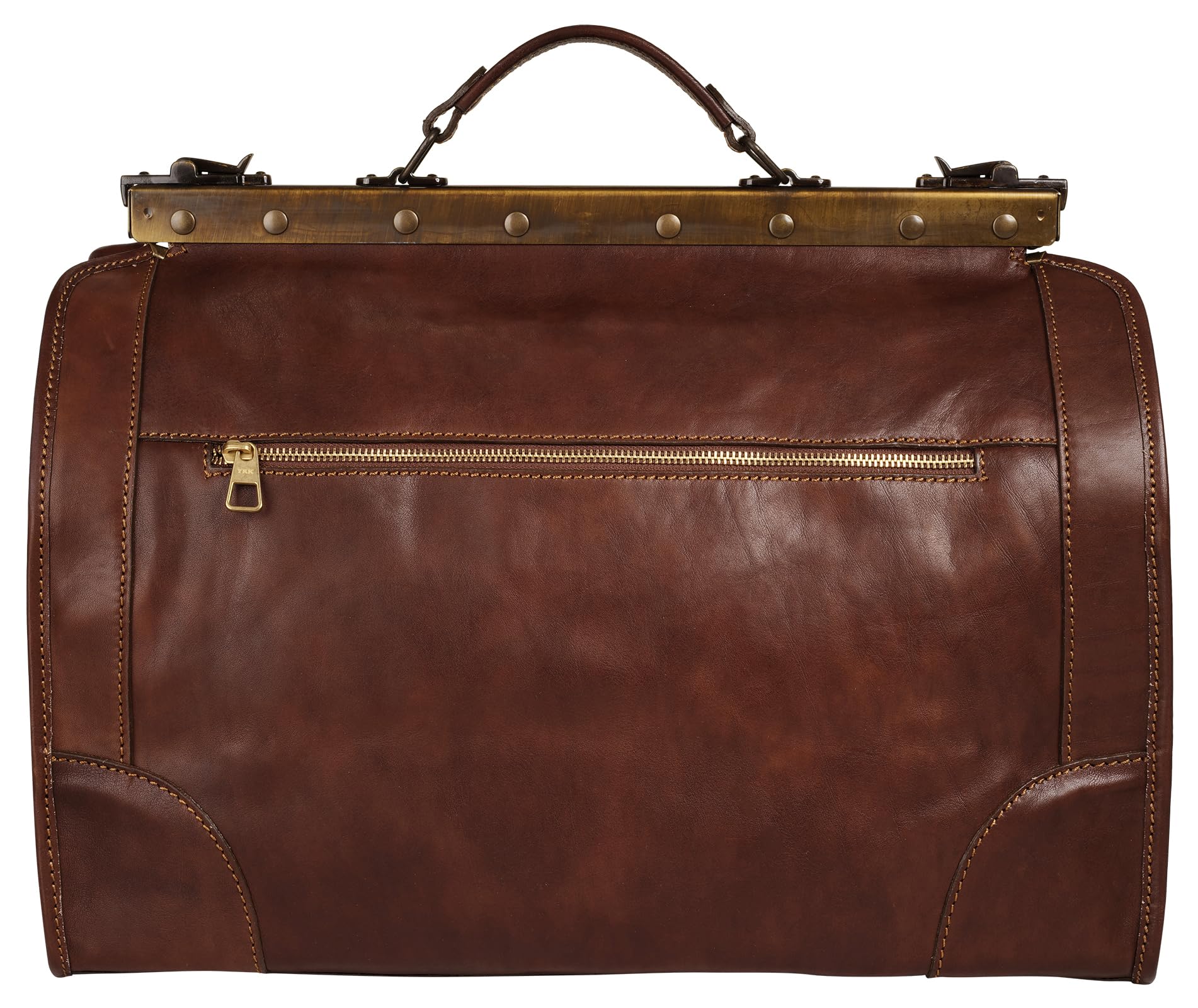 piké Doktortasche/Reisetasche LOMBARDIA MEDIUM Echt Leder Damen Made in Italy | Nostalgische Arzttasche | Vintage Weekender mit Maulbügel