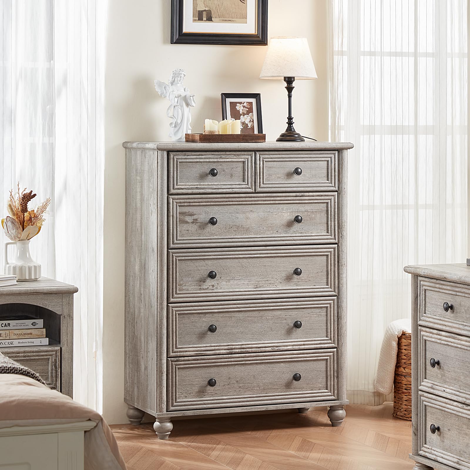 RWYHG Farmhouse 6 Drawer Dresser, 43.5