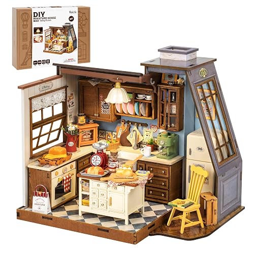 Rolife Baking Kitchen DIY Miniature House Kit with LED Lights 1:18 Scale 359 Pcs Bakery Mini Building Model Kit