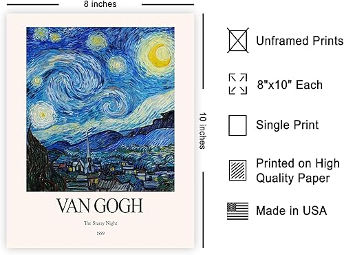 Miniatura 2 de Poster Master Póster vintage de Van Gogh, impresión retro de la noche estrellada, arte impresionista, arte celestial, regalo para él y ella,