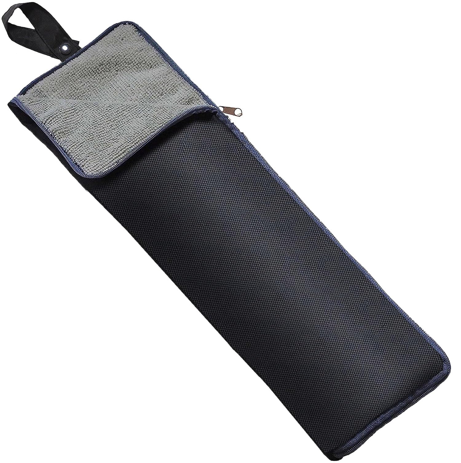 Basic Standard [Amazon.co.jp Limited] Umbrella Cover for Folding Umbrella, Water Absorption, Microfiber, Portable Snap Included, Folding Umbrella Cover, Large, Black x Gray, LL, 15.7 inches (40 cm) : 