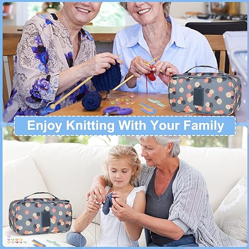 Miniatura 6 de Aeelike Kit de tejido para principiantes adultos, 18 pares de agujas de tejer de madera de 0.079 a 0.394 pulgadas, kit de inicio de tejido de bambú