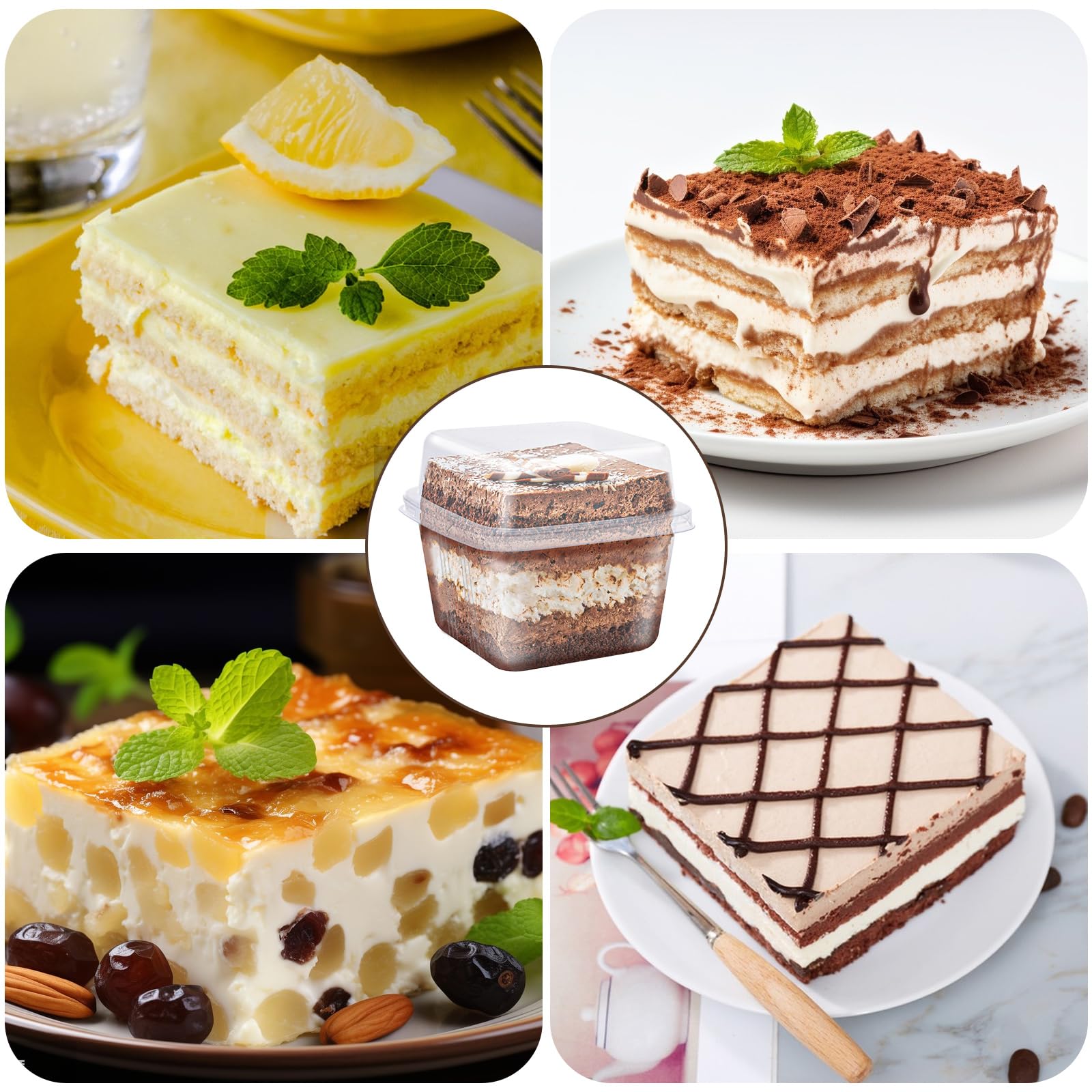 100 tazas de postre con tapas, 300 ml/283.5 g de plástico con cucharas, taza de postre transparente para aperitivos de postre reutilizable para servir postres, aperitivos, mousse