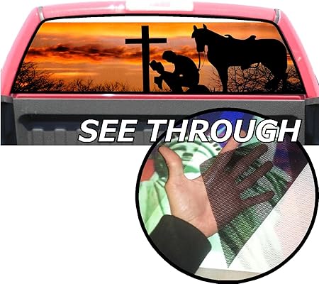 Amazon.com: P50 Cowboy Praying Tint Rear Window Decal Wrap Graphic ...