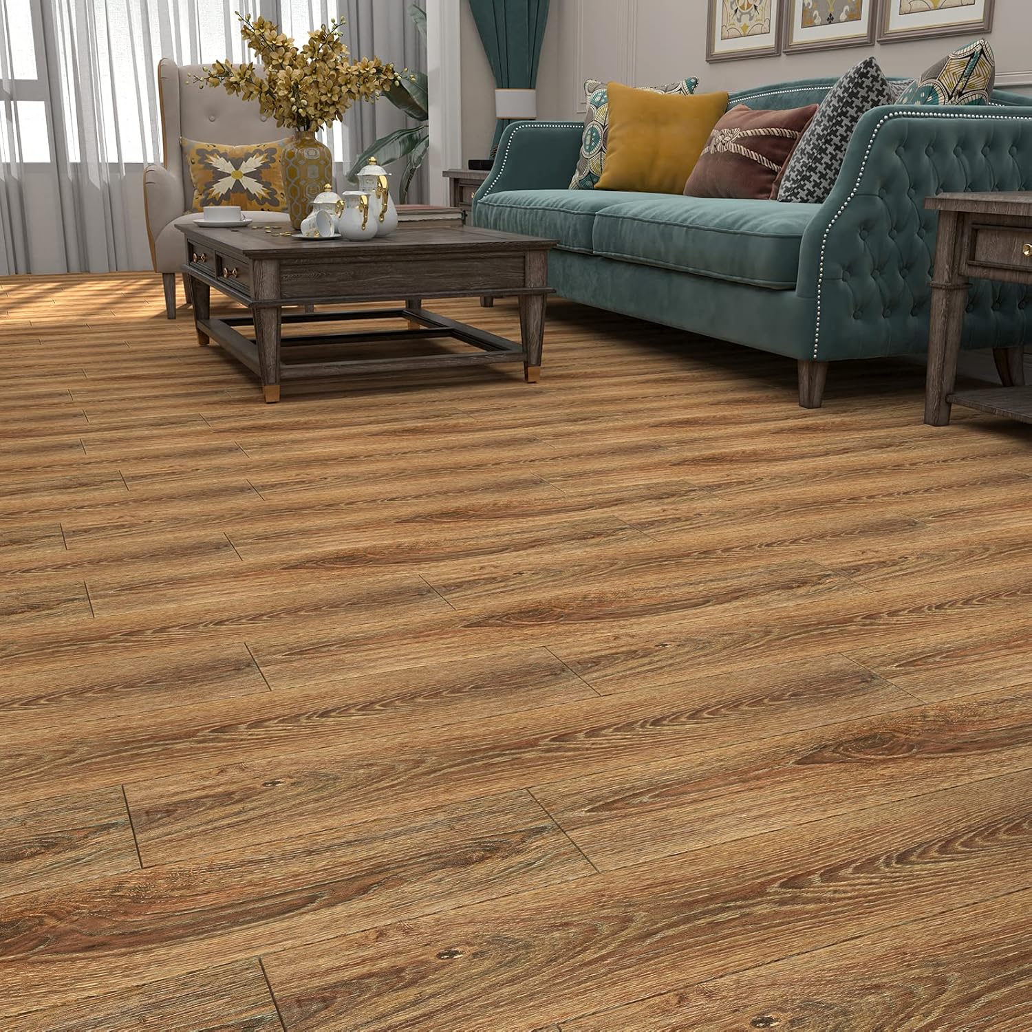 Yenhome Peel and Stick Flooring Wood Plank Vinyl Flooring Peel and