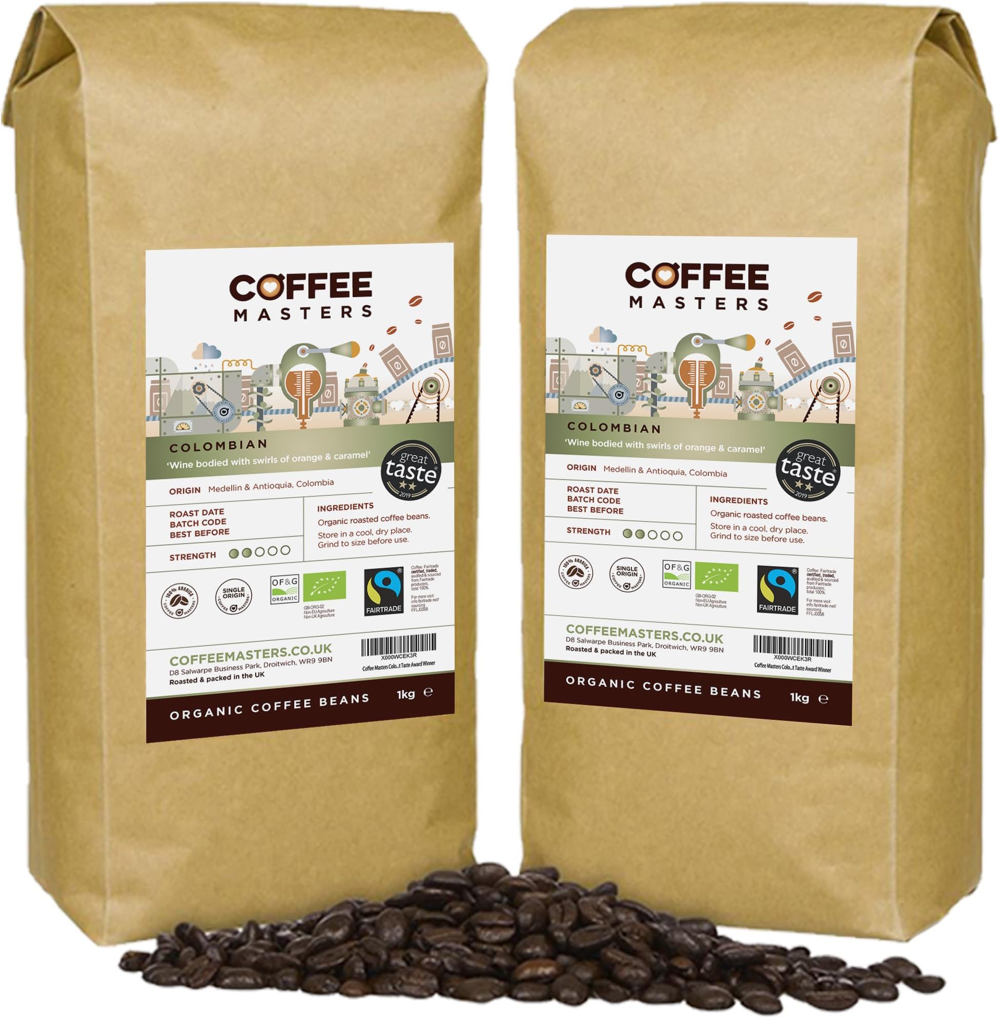 Coffee Masters Colombian Organic Coffee 1 kg (Pack of 2)